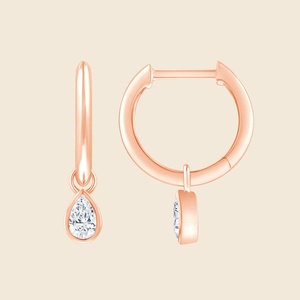 Pendientes de diamantes cultivados en laboratorio con corte de pera de 0.24 quilates, F+-VS, en oro macizo de 14K, para uso diario, regalo de aniversario. - Product Image 1