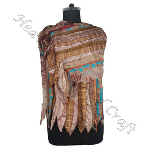 Recycled <b>Silk</b> Sari 15 Strips Designer Handmade <b>Scarves</b> Stole Shawls SC651 Fine <b>Silk</b> Wholesale Recycled Vintage Sari Female <b>Scarf</b> - Product Image 1