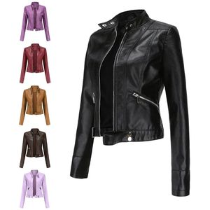 Veste de moto pour femme en cuir d'agneau véritable de haute qualité Ceintures à boucle de style zippé Détails matelassés - Product Image 6