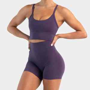 Sujetador deportivo de palangre suave mantecoso personalizado OEM correas ajustables y escote redondo para mujer - Product Image 1