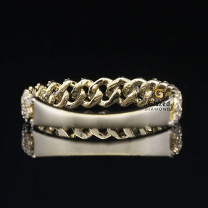 New 10K Yellow Gold Men's Hip Hop <b>Ring</b> Brilliant Moissanite Diamonds Fully <b>Iced</b> Cuban Link Chain Half Eternity Charming Hip Hop - Product Image 3