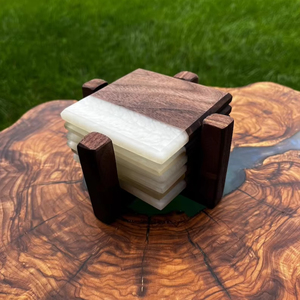 Handmade Custom <b>Coaster</b> <b>Set</b>, Available in Wood Resin or Joint Styles with OEM Branding and Logo Support - Product Image 1