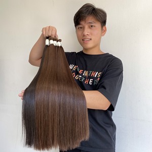 Extensions de cheveux humains vierges vietnamiens en vrac, 100% naturels, Remy, lisses, non traités, vente en gros d'usine, cheveux bruts naturels - Product Image 6