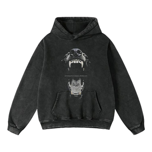 Sudaderas con capucha de diseño más nuevo para hombre 100% algodón serigrafía Logo French Terry Acid Wash sudaderas con capucha de gran tamaño para hombres - Product Image 6