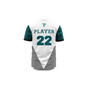 Conjunto personalizado de camiseta de béisbol Teamwear bordado e impreso, tela de malla y diseño frontal de sarga con botón - Product Image 4