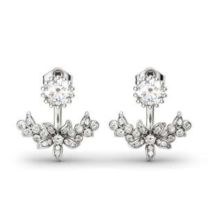 Jeulia Vintage Flower Sterling <b>Silver</b> <b>Stud</b> Earrings with Zircon and Pearl - Product Image 1