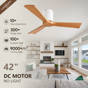 42 Inch Solid Wood Ceiling Fan Without <b>Light</b> and <b>Remote</b> <b>Control</b>, Low Profile Ceiling Fan for Bedroom Living Room Indoor - Product Image 1