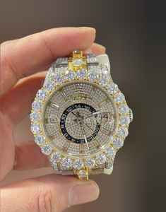 Customized Luxury Iced Out VVS Moissanite Diamond Two Tone Stainless Steel Automatic Hip Hop <b>Watch</b> Limited Edition - Product Image 1