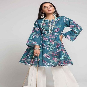 Georgette Kurta กระโปรงแขนเต็ม,ชุดทำงานปักลายพร้อมกับงานพิมพ์ดิจิตอลและงานกระจก - Product Image 2