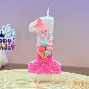Glitter Number Birthday <b>Candle</b> Paraffin Wax Cake Decoration Unscented Single Wick Party Cake <b>Candle</b> - Product Image 2