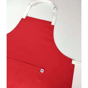 Delantal de algodón rojo liso para barbacoa con logotipo bordado en la cintura, desechable, color crema, para limpieza de alimentos y fresas - Product Image 4
