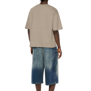 เสื้อยืดคอกลมสำหรับผู้ชายทรงหลวมโอเวอร์ไซส์ผ้าคอตตอนสำหรับ100% ทรงหลวมพิมพ์ลายสตรีทแวร์ไซส์ใหญ่ไม่มีลาย - Product Image 2