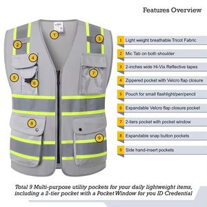 Gilet de sécurité en lin de qualité supérieure respirant et imperméable Design personnalisable Couleur unie Gilet de travail grande taille - Product Image 3