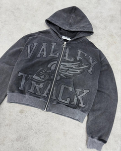 Sweat à capuche oversize délavé à l'acide, en molleton doux, chaud, respirant, avec logo personnalisé, style vintage délavé, décontracté, quotidien, streetwear - Product Image 6