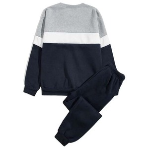 Conjunto Deportivo Informal con Estampado en Color de Contraste, Diseño Moderno, Ropa Deportiva, Sudadera de Cuello Redondo de Algodón y Felpa, Pantalones Deportivos, Dos Piezas - Product Image 5