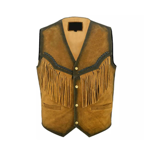 Chaleco de Cuero de Gamuza Estilo Occidental para Hombre 2024, Chaleco de Cuero Grueso de Alta Calidad con Logotipo Personalizado - Product Image 3