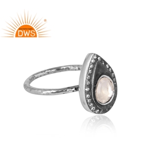 Best Selling Oxidized Sterling Silver Natural Cz And <b>Crystal</b> Quartz Gemstone Stackable <b>Ring</b> Custom Jewelry Manufacturer - Product Image 4