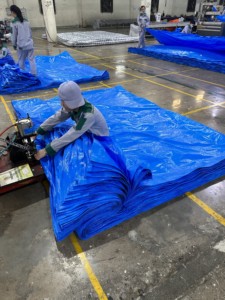 High Strength Blue PE Tarpaulin Jumbo <b>Roll</b> Virgin Material Waterproof <b>Plastic</b> <b>Sheet</b> 180GSM For Wholesale Export and Industrial - Product Image 4