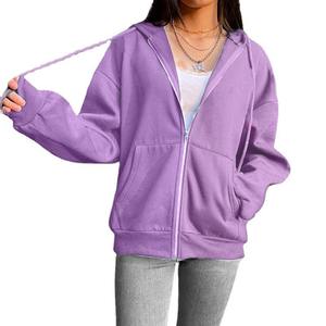 Sweats à capuche zippés pour femmes à la mode nouveauté sweat à capuche zippé pour femmes de haute qualité meilleure vente 100% sweats à capuche teints en coton - Product Image 1