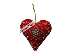 Adorno de corazón hecho a mano con cuentas-Decoración festiva para árbol de Navidad - Product Image 3
