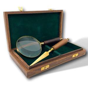 Gift Set <b>Magnifying</b> Glass Letter Opener Wooden Box Nautical Antique Style Nautical Wholesale Supplies - Product Image 3