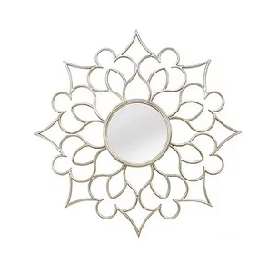 Miroir de courtoisie vintage cadre en métal motif résine tempérament miroir de décoration murale or antique - Product Image 5