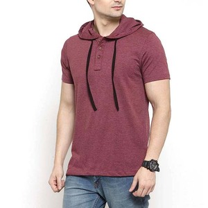 เสื้อยืดแขนสั้นมีฮู้ดผู้ชาย สีพื้น ผ้าฝ้าย สวมใส่สบายๆ ในฤดูร้อน ทรงปกติ ผ้าถัก ระบายอากาศได้ดี - Product Image 2