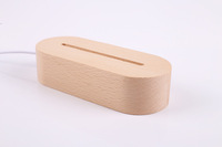 Lampe ovale USB en bois de hêtre naturel blanc chaud avec socle Led 3D veilleuse ovale en bois pour plaque acrylique lampe de nuit