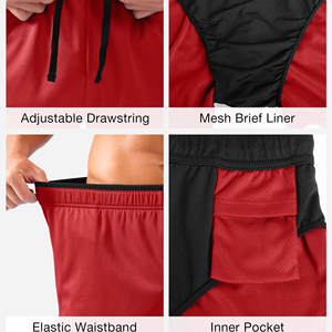 กางเกงขาสั้นสำหรับเล่นยิมของผู้ชายกางเกงวิ่งผ้าตาข่ายสำหรับเล่นกีฬาใหม่ลูกไม้ปิดเอวยางยืดโรงงานเสื้อผ้าออกกำลังกายที่ดีที่สุด - Product Image 4