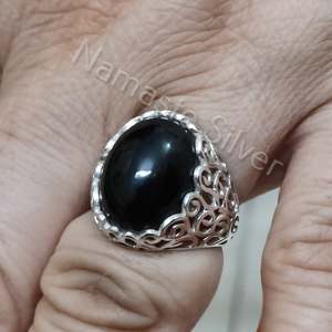 925 Sterling Silver Handmade <b>Statement</b> <b>Ring</b> Black Onyx Oval Natural Gemstone Inlay Setting July Birthstone Gift Black Onyx <b>Ring</b> - Product Image 3