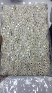 Encajes de trabajo de hilo bordado hechos a medida, opciones de color blanco en bordado de hilo dorado de 2,5 pulgadas de ancho - Product Image 5