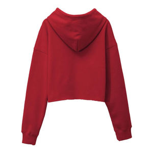 Sudadera con capucha recortada de color sólido personalizada, sudadera informal holgada con capucha con cordón para unisex - Product Image 2