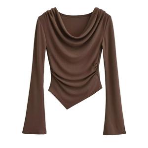 Top court personnalisé élégant à la mode baggy couleur unie respirant léger haut court t-shirt pour les femmes - Product Image 1