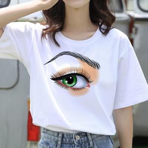 Camiseta blanca para mujer, Tops de Hip Hop, camisetas ajustadas de algodón con estampado personalizado, Top corto liso de verano - Product Image 2
