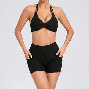 Nouveau soutien-gorge de gymnastique uni ensemble de leggings de yoga logo personnalisé ensemble de yoga ensemble de yoga décontracté de haute qualité pour femmes - Product Image 2