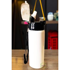 Fiaschetta in acciaio inossidabile, inodore, senza BPA, nero con paglia - Product Image 1