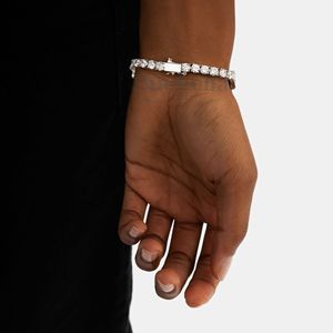 Hip Hop Fine Jewelry Chain Black Clover Tennis Chain <b>Bracelet</b> for Women 12mm 14k White Gold Plated 925 <b>Silver</b> Tennis <b>Bracelet</b> - Product Image 2