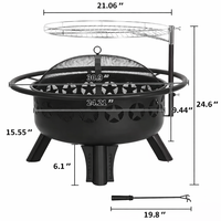 Brasero moderne en acier à bois avec grille de cuisson pivotante pour extérieur, jardin, camping et barbecue