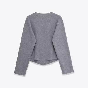 Pull en coton tricoté pour femme, nouveau modèle d'hiver, col en V, manches longues, respirant, logo personnalisé, position avant/arrière, vente en gros - Product Image 3