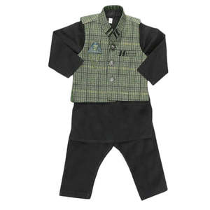 Traje Shalwar con Chaleco para Niños - Verde Oscuro - Product Image 3