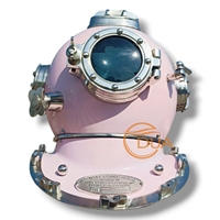 Casco de Buceo Antiguo Moderno de Hierro, Réplica Vintage del Mark V de la Marina de los Estados Unidos, Acabado Rosa de Alta Calidad, Decoración para el Hogar, Regalo