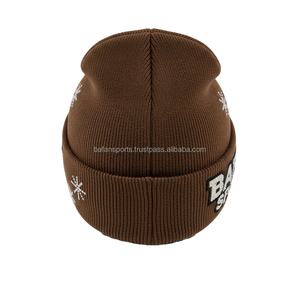Gorro de invierno para mujer, gorro tejido acrílico de punto Premium GSM, Color marrón, logotipo personalizado, parche bordado, diseño, gorro jacquard - Product Image 2
