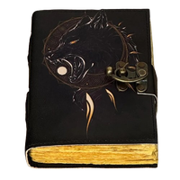 Carnet de croquis fait main en cuir Black Wolf, 200 pages, papier vintage à bords festonnés, journal imprimé, cadeau, carnet de dessin 5x7
