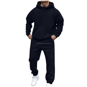 Wholesale Men's Casual 100% Polyester Hooded <b>Tracksuit</b> Breathable Custom Logo Drawstring Closure Solid Pattern For Winter Season - Product Image 1