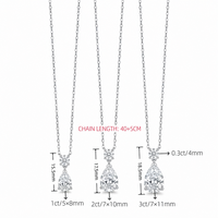 Collier en moissanite taille poire 1 carat couleur D clarté VVS en argent sterling S925 plaqué platine, pendentif goutte d'eau pour femme