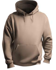<b>Men</b> Beige Pullover <b>Hoodie</b> with Kangaroo Pocket Adjustable Drawstrings Soft Fleece Fabric Casual Streetwear Sweatshirt - Product Image 1