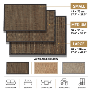 Tapis de porte rectangulaire en polyester DarianA, kilim, antidérapant, avec support en caoutchouc, tissage plat, couleur unie, lavable, pour usage domestique - Product Image 4