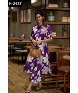 Vêtements ethniques indiens en coton magique avec une belle impression numérique prêt à porter Kurti avec un ensemble de vêtements de loisirs et de festivals - Product Image 1