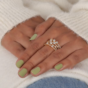 Personalizable 14K oro amarillo laboratorio crecido diamante corte redondo media eternidad boda banda estilo de moda joyería de compromiso - Product Image 2