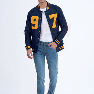 <b>Men's</b> <b>Varsity</b> <b>Bomber</b> <b>Jacket</b> Comfortable Stand Collar with Soft Lining Sporty Look - Product Image 2